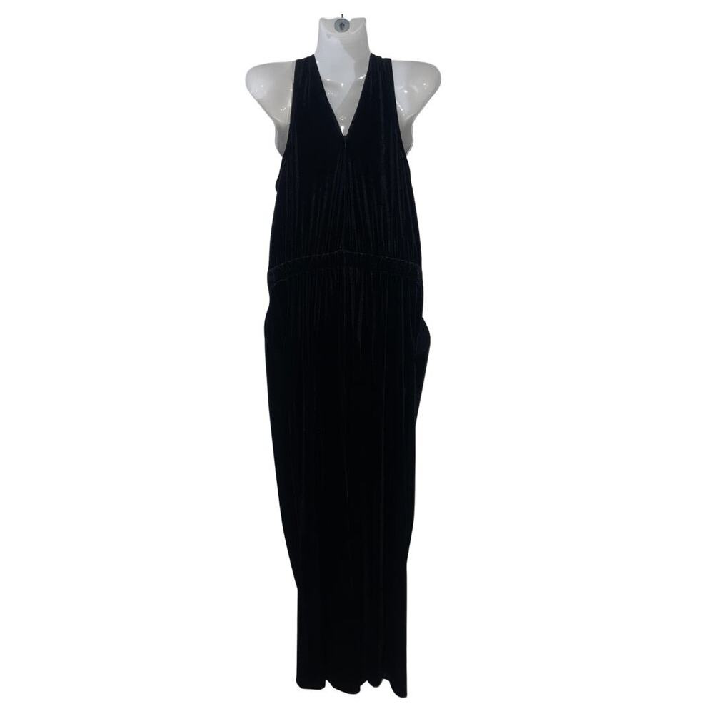 A New Day Velvet Pantsuit Jumpsuit Halter Neckline Size Small Wide Leg NWT Chic